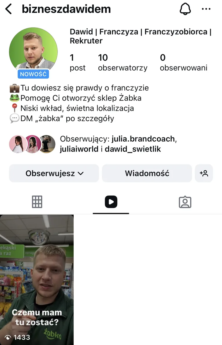 Zrzut ekranu sprzed współpracy: Konto od zera: milionowe zasięgi w pierwszym miesiącu