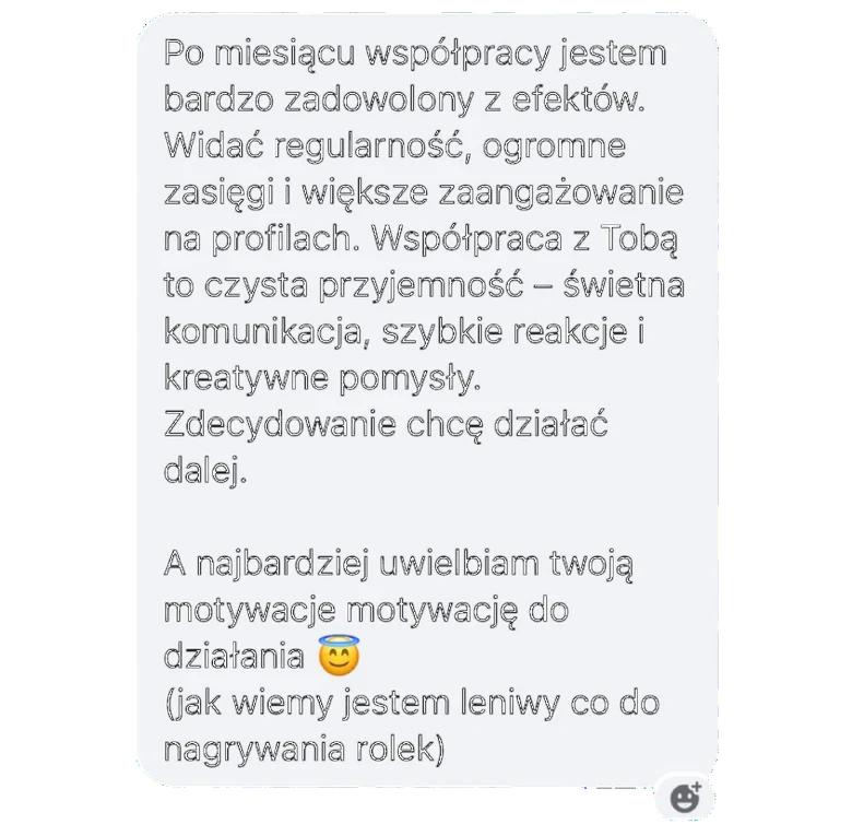 Wiadomość z opinią od klientki lub klienta Julii Nowickiej, zrzut ekranu 1 z 19