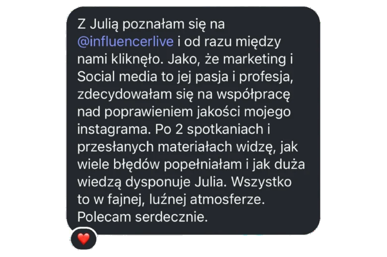 Wiadomość z opinią od klientki lub klienta Julii Nowickiej, zrzut ekranu 2 z 19