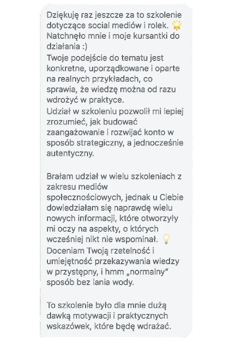 Wiadomość z opinią od klientki lub klienta Julii Nowickiej, zrzut ekranu 11 z 19