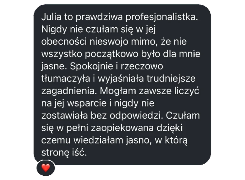 Wiadomość z opinią od klientki lub klienta Julii Nowickiej, zrzut ekranu 15 z 19