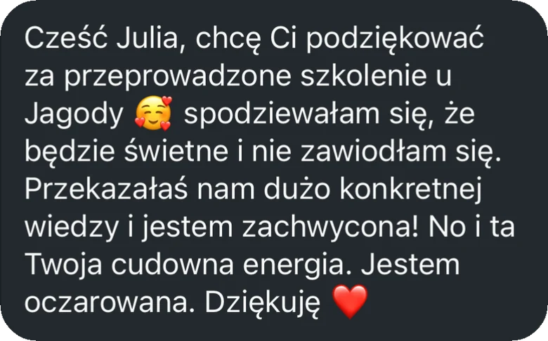 Wiadomość z opinią od klientki lub klienta Julii Nowickiej, zrzut ekranu 21 z 22